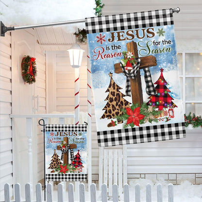 Jesus Is The Reason For The Season Religious Cross Christmas Flag, Christmas Outdoor Decor Decoration