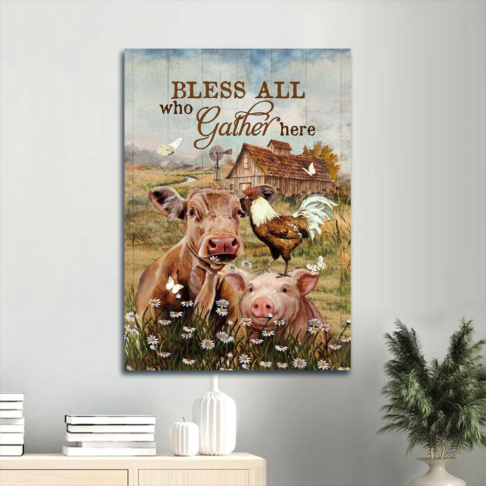Jesus Portrait Canvas, Animal Drawing, Daisy Field, Rooster Painting Portrait Canvas, Farm Canvas, Farm Art Decor