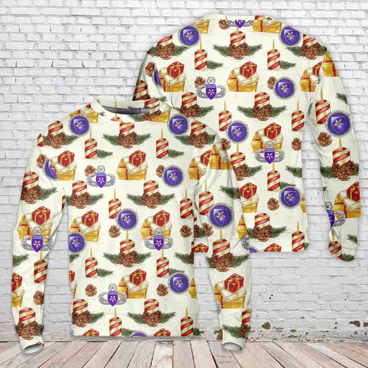 Joint Communications Support Element (Airborne) (JCSE) Christmas AOP Knitted Sweater, Christmas Ugly Sweater, Sweater Xmas, Ugly Sweater
