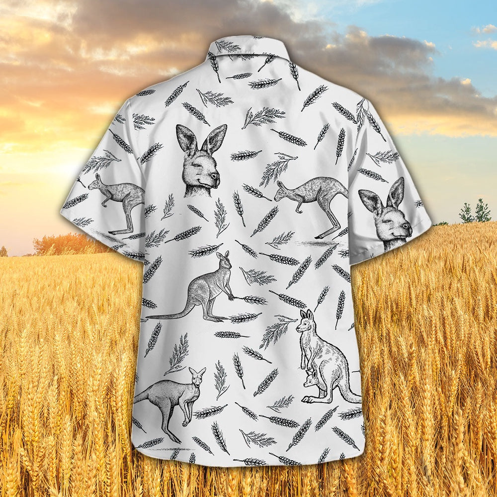 KANGAROO PATTERN All Printed Hawaiian Shirt, Farm Hawaiian Shirt, Farmer Hawaii