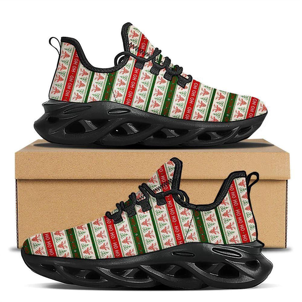 Knitted Christmas Print Pattern Black Max Soul Shoes, Christmas Sneakers, Christmas Shoes, Christmas Clunky Sneaker
