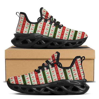 Knitted Christmas Print Pattern Black Max Soul Shoes, Christmas Sneakers, Christmas Shoes, Christmas Clunky Sneaker