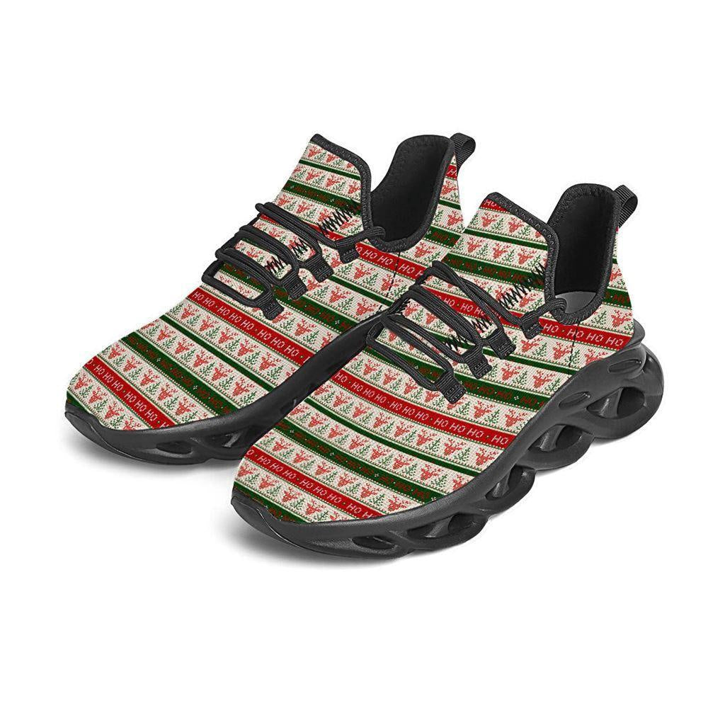 Knitted Christmas Print Pattern Black Max Soul Shoes, Christmas Sneakers, Christmas Shoes, Christmas Clunky Sneaker