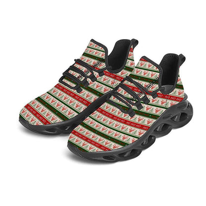 Knitted Christmas Print Pattern Black Max Soul Shoes, Christmas Sneakers, Christmas Shoes, Christmas Clunky Sneaker