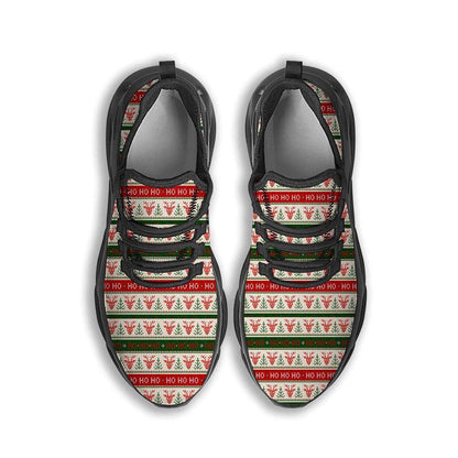 Knitted Christmas Print Pattern Black Max Soul Shoes, Christmas Sneakers, Christmas Shoes, Christmas Clunky Sneaker