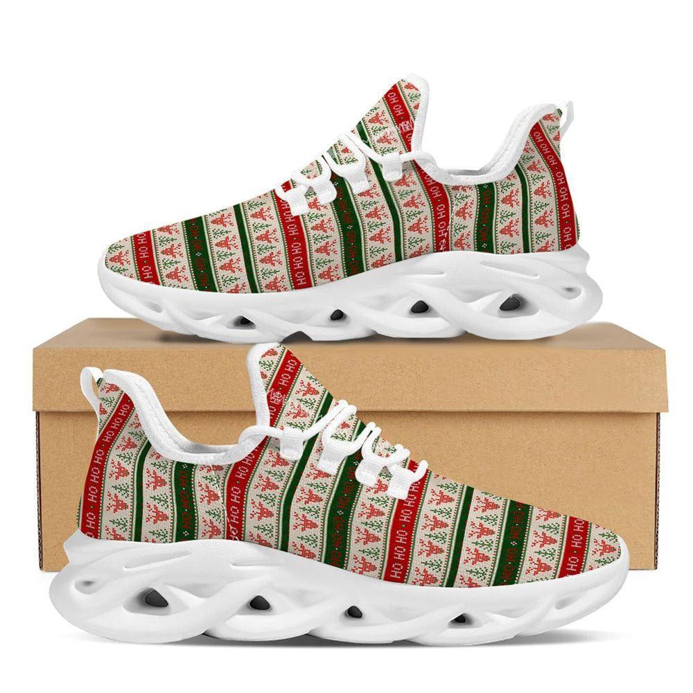 Knitted Christmas Print Pattern White Max Soul Shoes, Christmas Sneakers, Christmas Shoes, Christmas Clunky Sneaker
