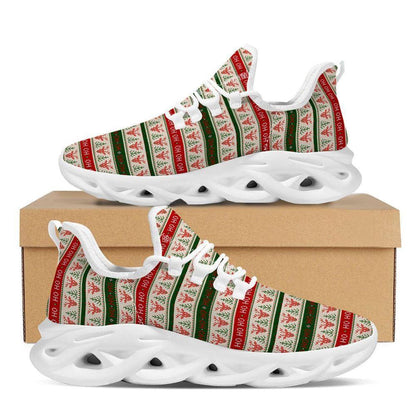 Knitted Christmas Print Pattern White Max Soul Shoes, Christmas Sneakers, Christmas Shoes, Christmas Clunky Sneaker