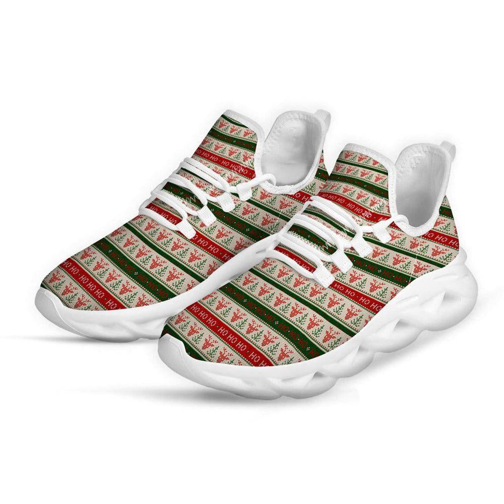 Knitted Christmas Print Pattern White Max Soul Shoes, Christmas Sneakers, Christmas Shoes, Christmas Clunky Sneaker