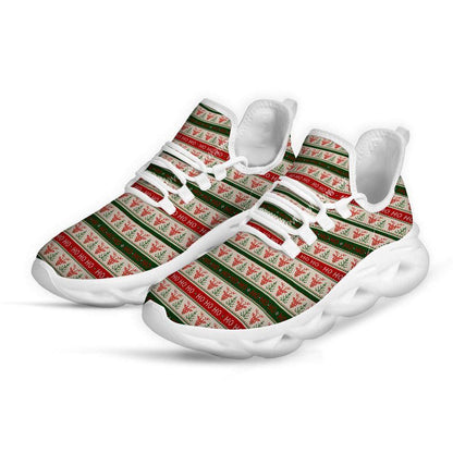 Knitted Christmas Print Pattern White Max Soul Shoes, Christmas Sneakers, Christmas Shoes, Christmas Clunky Sneaker