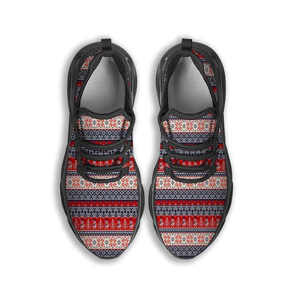 Knitted Christmas Snowman Print Pattern Black Max Soul Shoes, Christmas Sneakers, Christmas Shoes, Christmas Clunky Sneaker