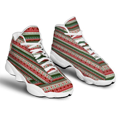 Knitted Christmas Tree Print Pattern Basketball Shoes, Christmas Basketball Shoes, Christmas Shoes
