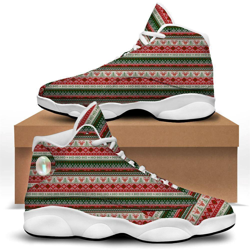 Knitted Christmas Tree Print Pattern Basketball Shoes, Christmas Basketball Shoes, Christmas Shoes