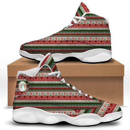 Knitted Christmas Tree Print Pattern Basketball Shoes, Christmas Basketball Shoes, Christmas Shoes