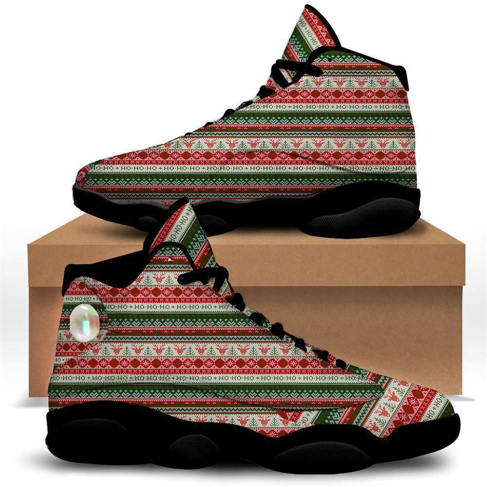 Knitted Christmas Tree Print Pattern Basketball Shoes, Christmas Basketball Shoes, Christmas Shoes