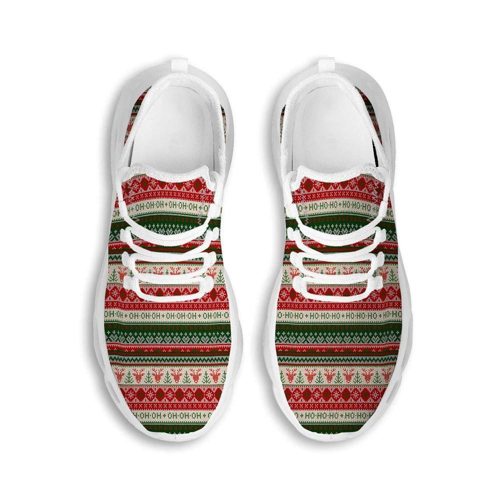 Knitted Christmas Tree Print Pattern White Max Soul Shoes, Christmas Sneakers, Christmas Shoes, Christmas Clunky Sneaker