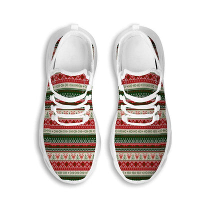 Knitted Christmas Tree Print Pattern White Max Soul Shoes, Christmas Sneakers, Christmas Shoes, Christmas Clunky Sneaker