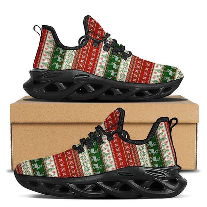 Knitted Merry Christmas Print Pattern Black Max Soul Shoes, Christmas Sneakers, Christmas Shoes, Christmas Clunky Sneaker