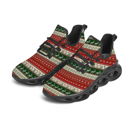 Knitted Merry Christmas Print Pattern Black Max Soul Shoes, Christmas Sneakers, Christmas Shoes, Christmas Clunky Sneaker