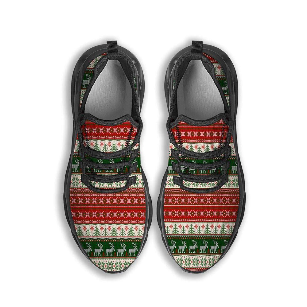 Knitted Merry Christmas Print Pattern Black Max Soul Shoes, Christmas Sneakers, Christmas Shoes, Christmas Clunky Sneaker