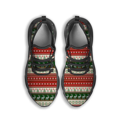 Knitted Merry Christmas Print Pattern Black Max Soul Shoes, Christmas Sneakers, Christmas Shoes, Christmas Clunky Sneaker