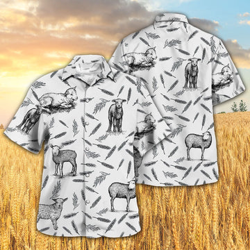 LAMB PATTERN All Printed Hawaiian Shirt, Farm Hawaiian Shirt, Farmer Hawaii