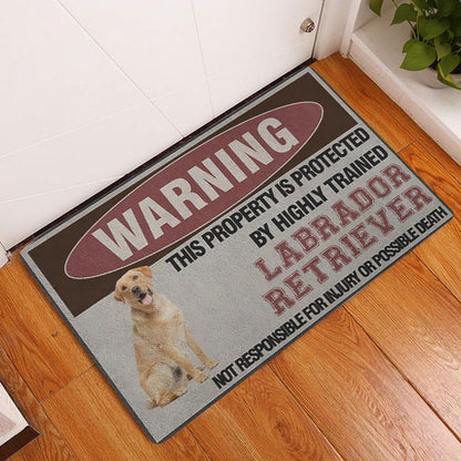 Labrador Retriever Welcome Doormat, Property Protected by Highly Trained Labrador Retriever Welcome Doormat, Pets Home Decor Door Mat