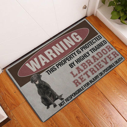 Labrador Retriever Welcome Doormat, This Property is Protected by Highly Trained Labrador Retriever Welcome, Pets Home Decor Door Mat