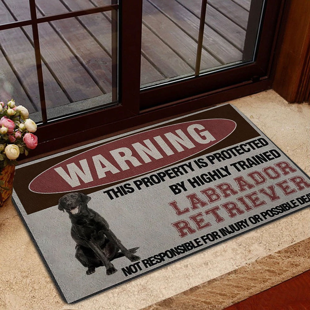 Labrador Retriever Welcome Doormat, This Property is Protected by Highly Trained Labrador Retriever Welcome, Pets Home Decor Door Mat