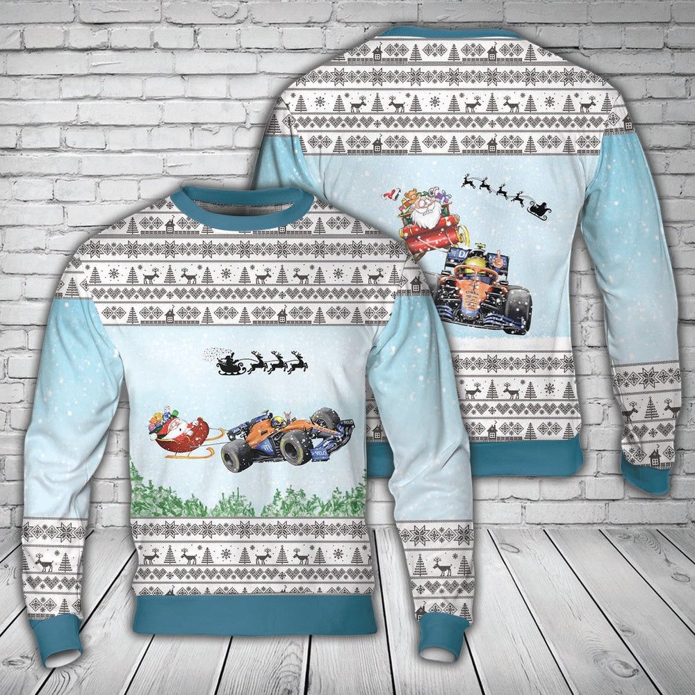 Lando Norris McLaren Santa Formula 1 motor racing Christmas Sweater, Christmas Ugly Sweater, Sweater Xmas, Ugly Sweater