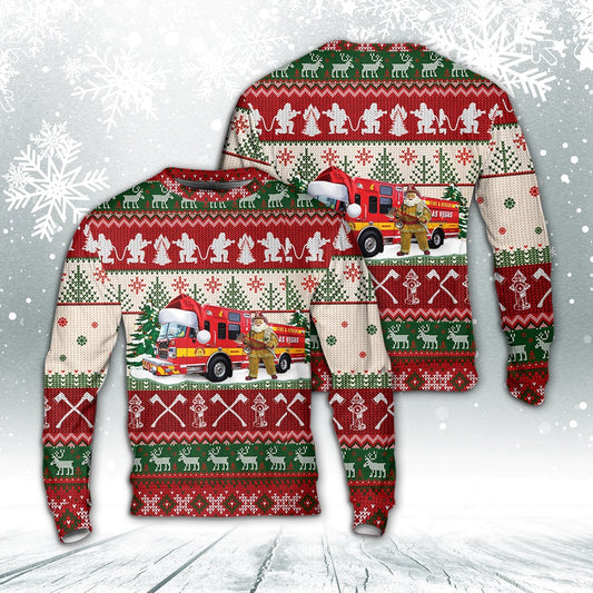 Las Vegas Fire & Rescue, Nevada Christmas AOP Sweater, Christmas Ugly Sweater, Sweater Xmas, Ugly Sweater