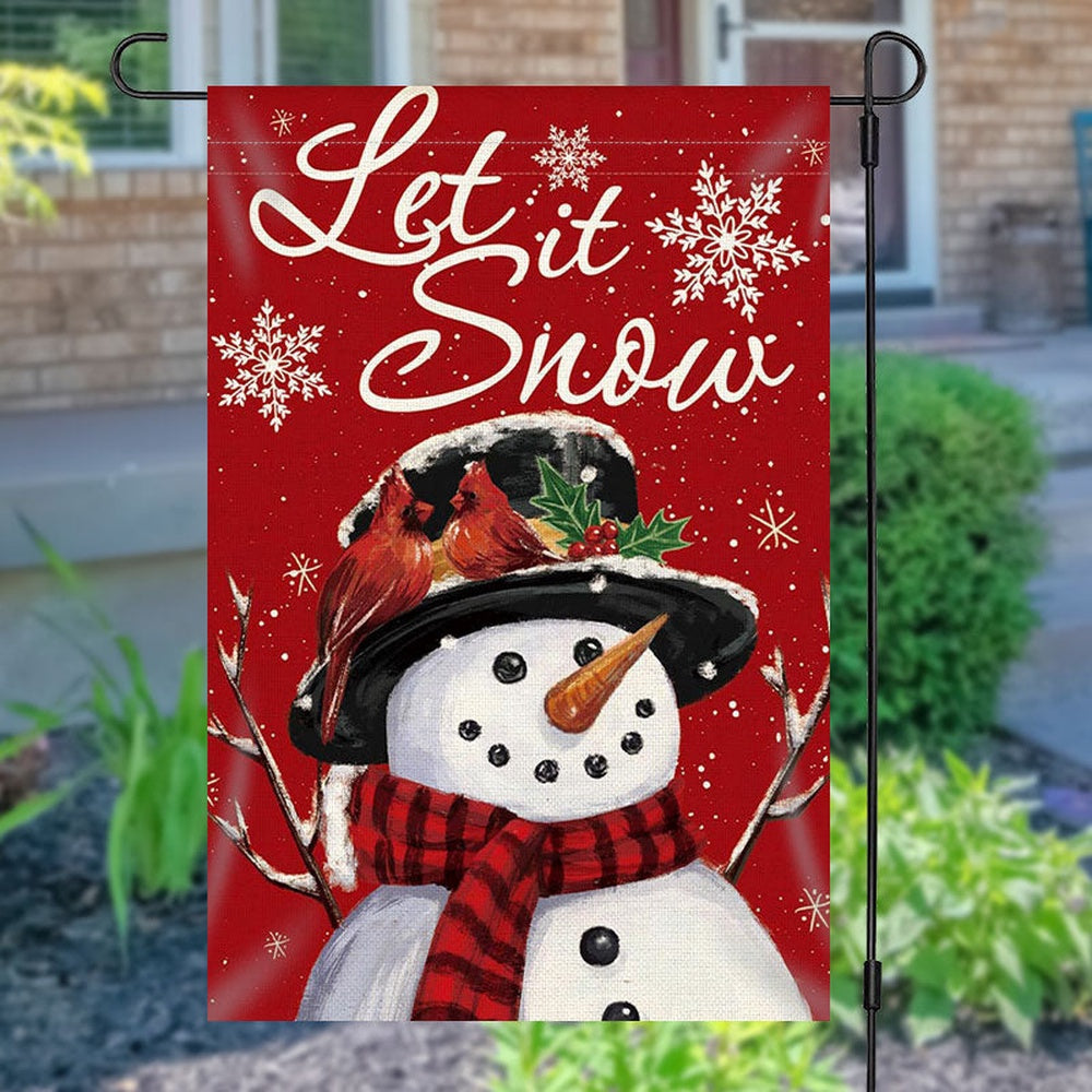 Let It Snow Lovely Snowman Christmas Garden FlagXmas, Garden Flags, Outdoor Xmas Flags, Christmas Outdoor Decor