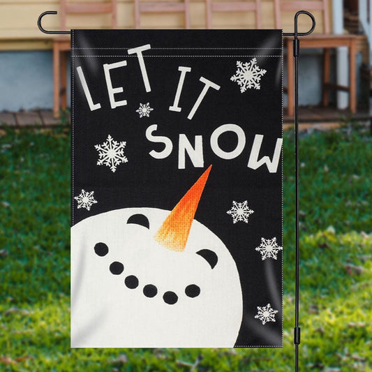 Let It Snow Snowman Black Christmas Garden FlagXmas, Garden Flags, Outdoor Xmas Flags, Christmas Outdoor Decor