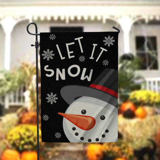 Let It Snow Snowman Snowflake Garden FlagXmas, Garden Flags, Outdoor Xmas Flags, Christmas Outdoor Decor