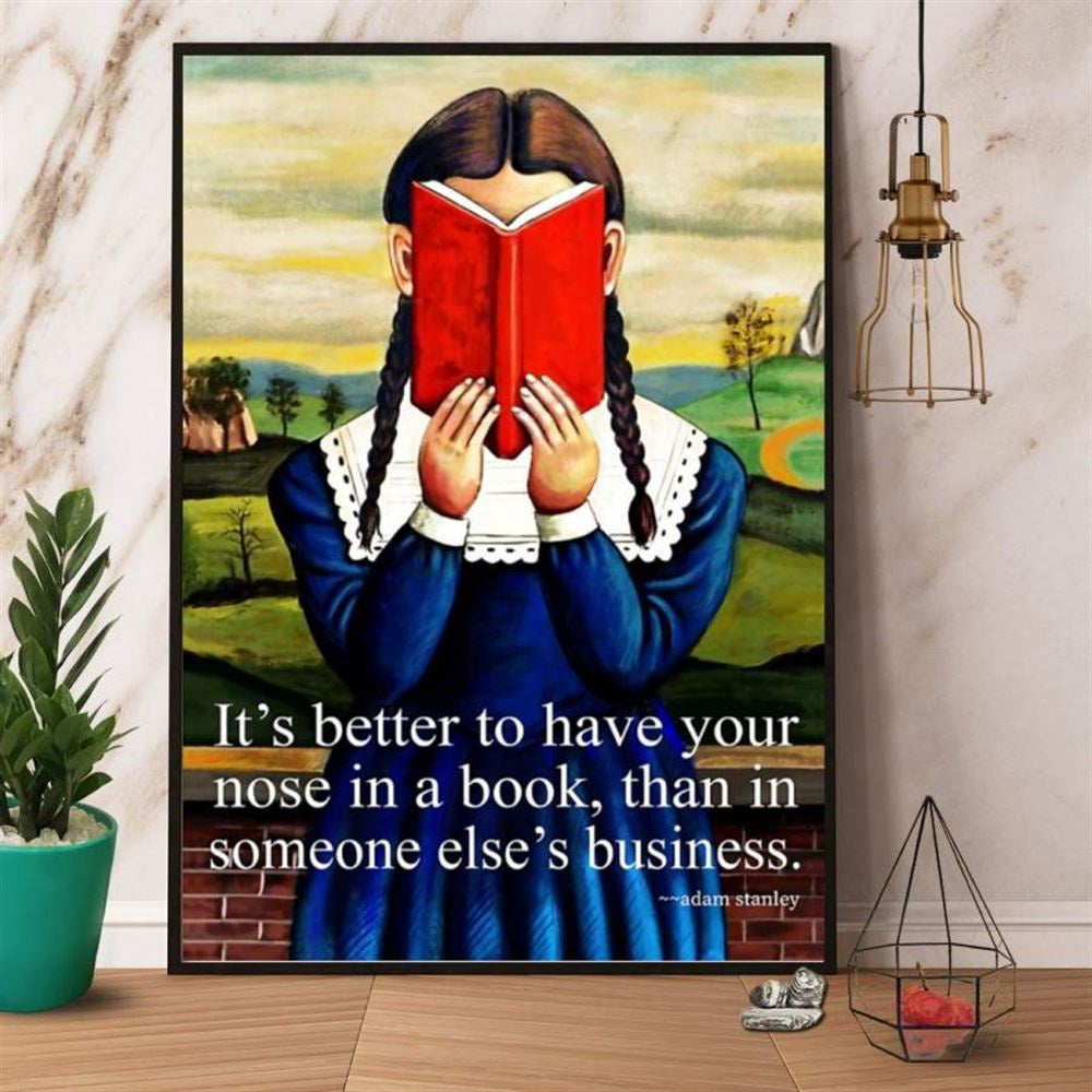 Librarian Girl It'S Better To Have Your Nose In A Book Red Book Reading Lovers Farm Canvas, Farm Canvas, Farm Art Decor
