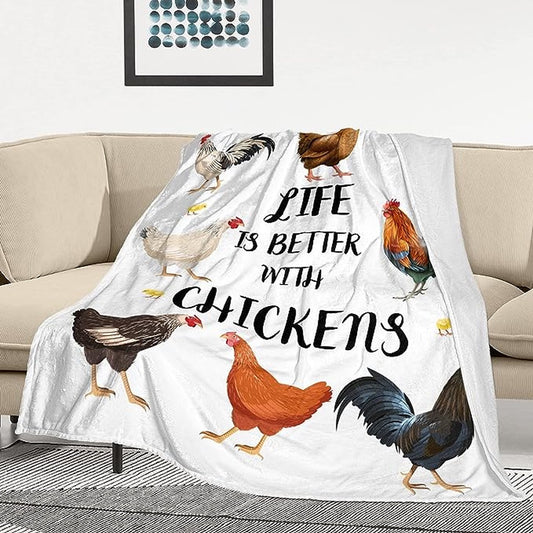 Life Is Better With Chickens Blanket, Farm Blanket, Farm Animal Blanket