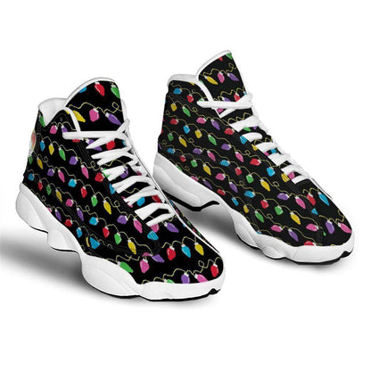 Lights Christmas Pixel Print Pattern Basketball Shoes, Christmas Basketball Shoes, Christmas Shoes
