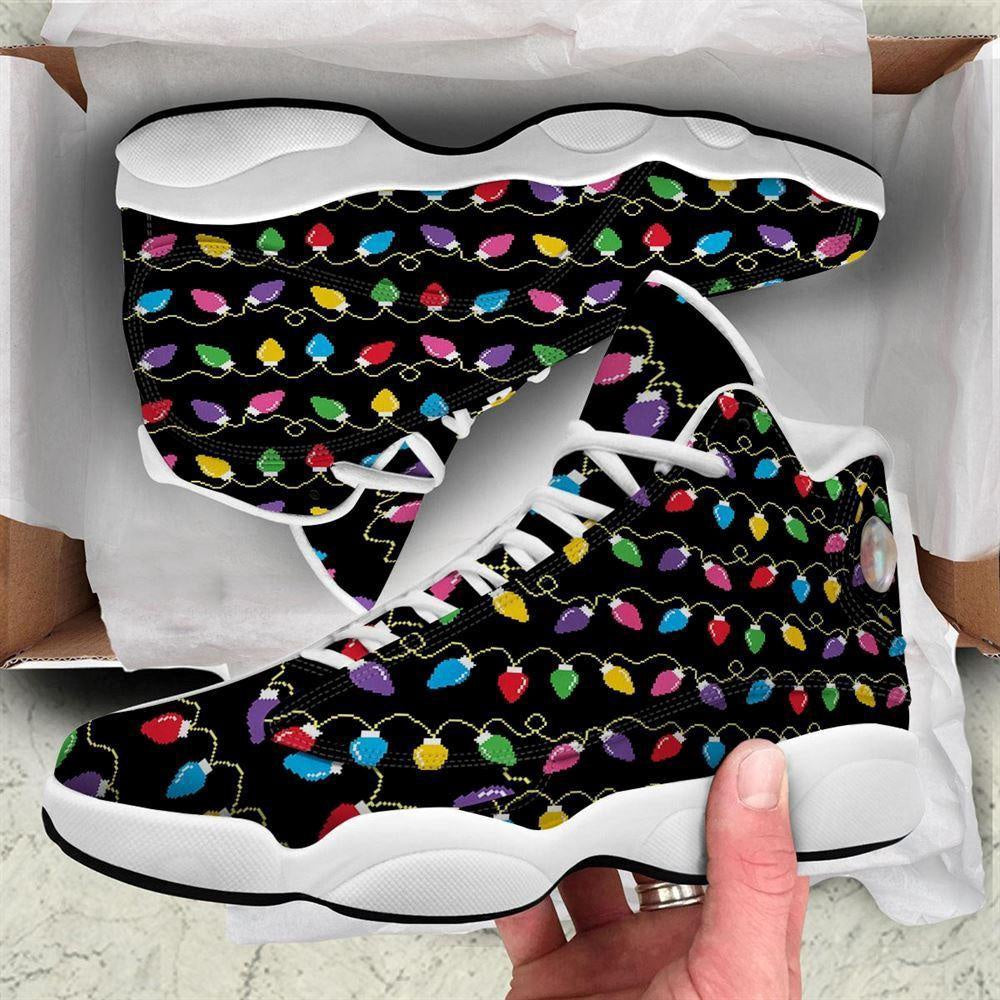 Lights Christmas Pixel Print Pattern Basketball Shoes, Christmas Basketball Shoes, Christmas Shoes