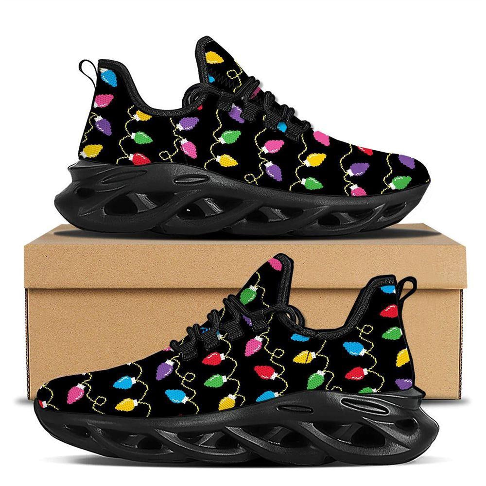 Lights Christmas Pixel Print Pattern Black Max Soul Shoes, Christmas Sneakers, Christmas Shoes, Christmas Clunky Sneaker