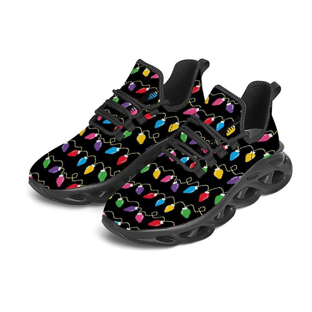 Lights Christmas Pixel Print Pattern Black Max Soul Shoes, Christmas Sneakers, Christmas Shoes, Christmas Clunky Sneaker