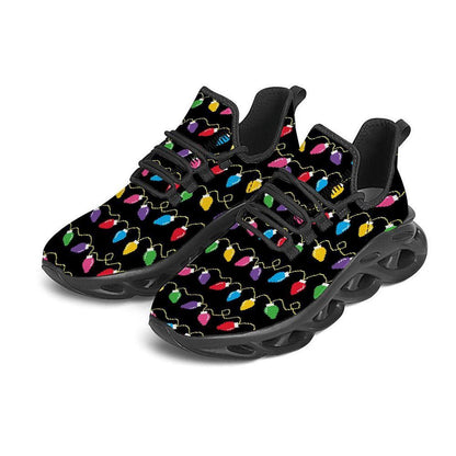 Lights Christmas Pixel Print Pattern Black Max Soul Shoes, Christmas Sneakers, Christmas Shoes, Christmas Clunky Sneaker