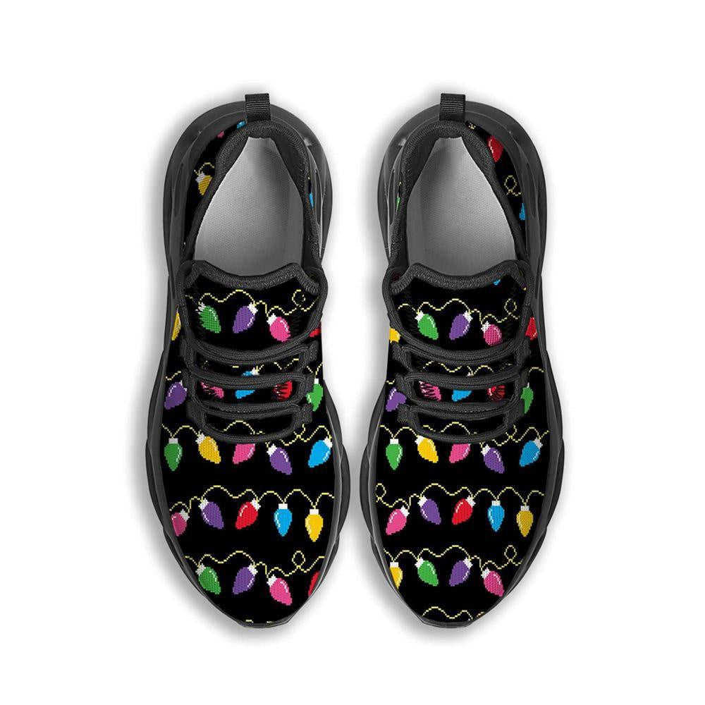 Lights Christmas Pixel Print Pattern Black Max Soul Shoes, Christmas Sneakers, Christmas Shoes, Christmas Clunky Sneaker