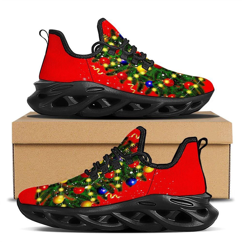 Lights Christmas Tree Print Black Max Soul Shoes, Christmas Sneakers, Christmas Shoes, Christmas Clunky Sneaker