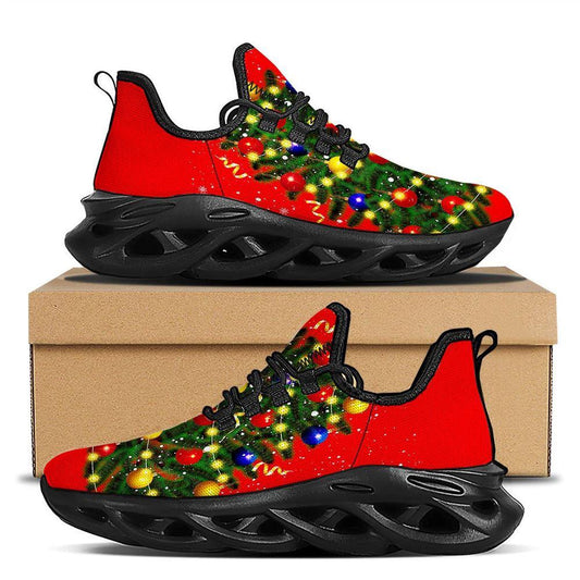 Lights Christmas Tree Print Black Max Soul Shoes, Christmas Sneakers, Christmas Shoes, Christmas Clunky Sneaker