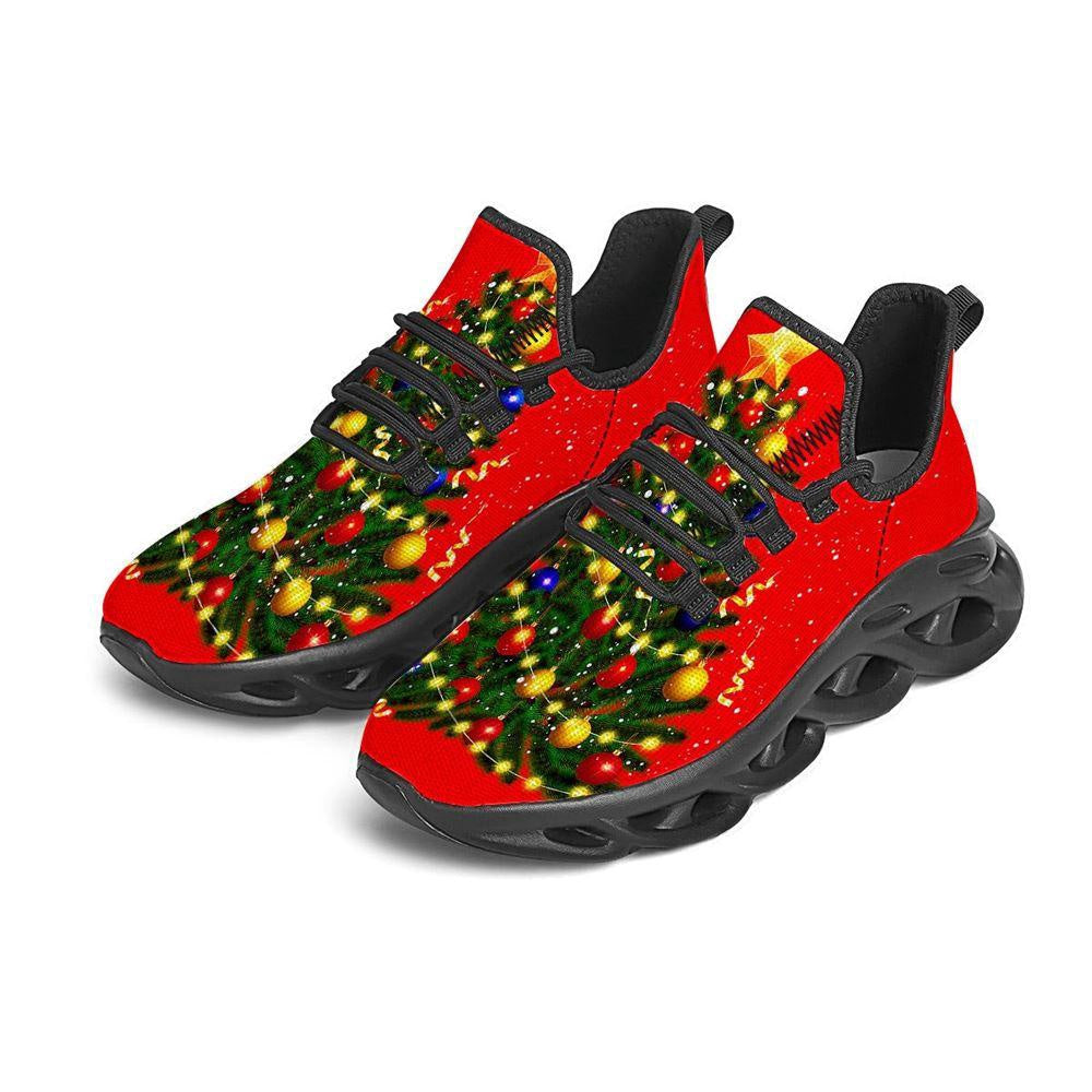 Lights Christmas Tree Print Black Max Soul Shoes, Christmas Sneakers, Christmas Shoes, Christmas Clunky Sneaker