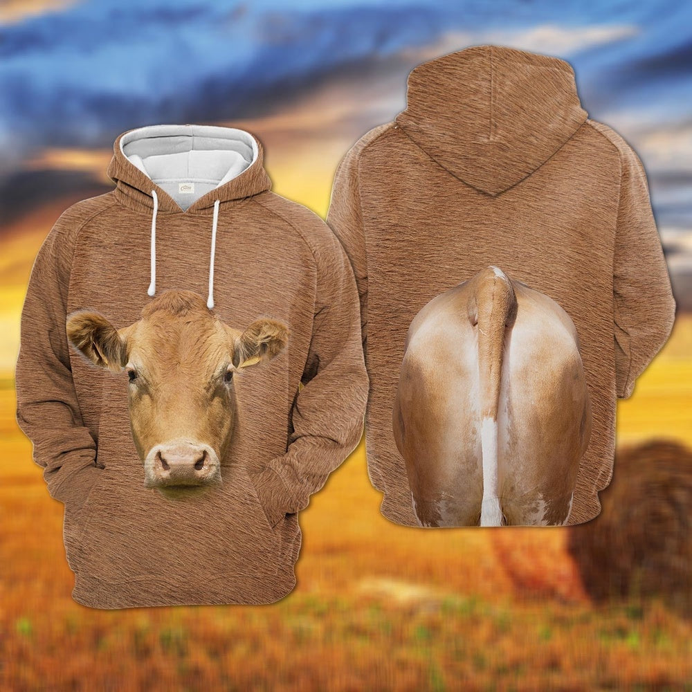 Limousin All Over Printed Hoodie, Farmer Hoodie, Farm Themed Shirts, Farm Tee Shirts