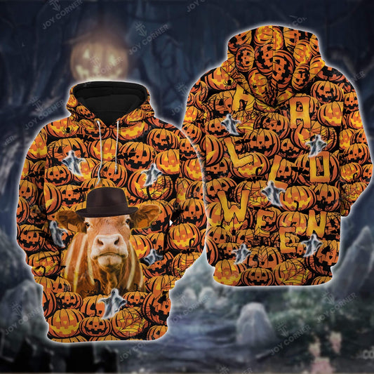 Limousin Cattle Halloween 3D Shirt, Farmer Hoodie, Farm Themed Shirts, Farm Tee Shirts