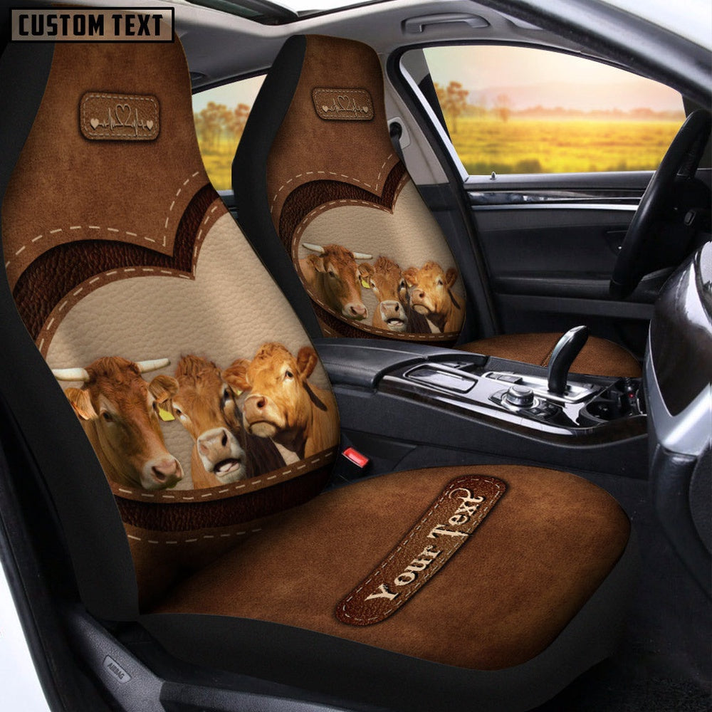 Limousin Pattern Customized Name Heart Car Seat Cover, Car Seat Cover, Farm Car Seat Cover, Pet Seat Covers