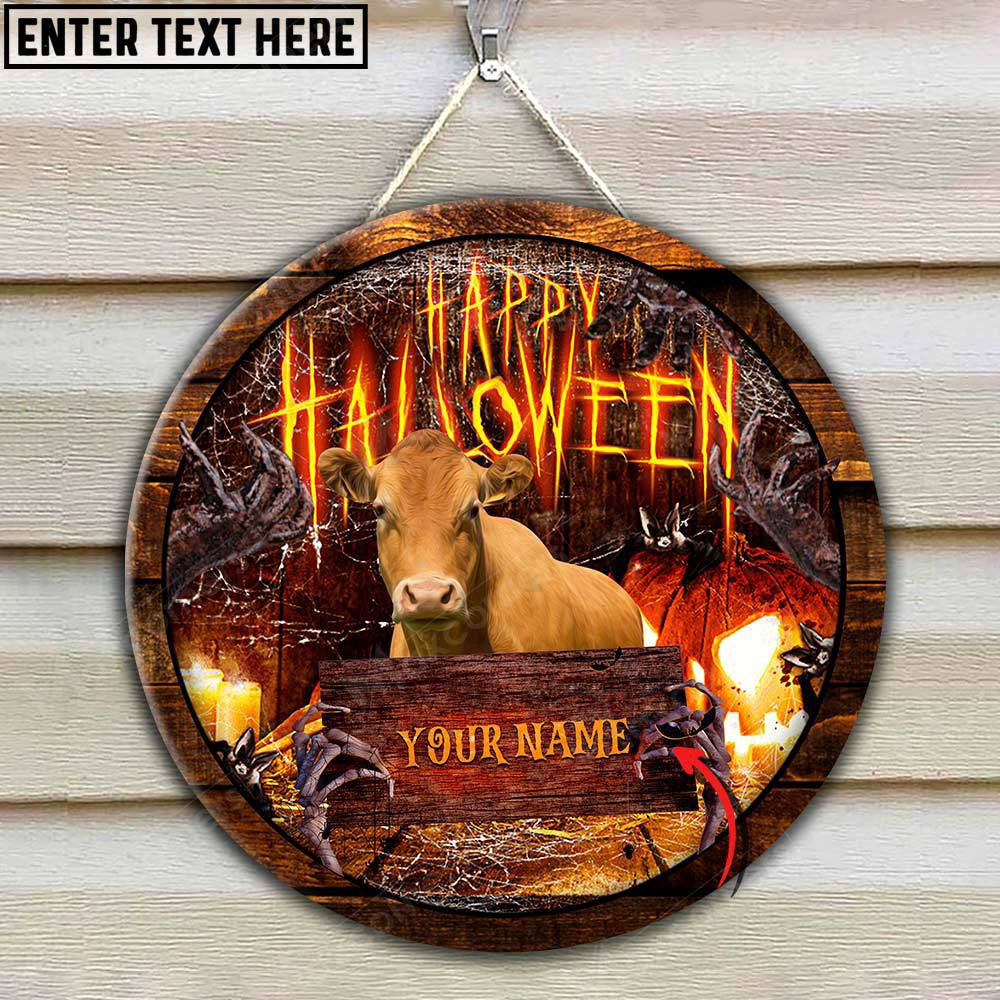 Limousin Scaary Halloween Custom Name Wooden Sign, Farm Wood Sign, Farm House Wood Signs