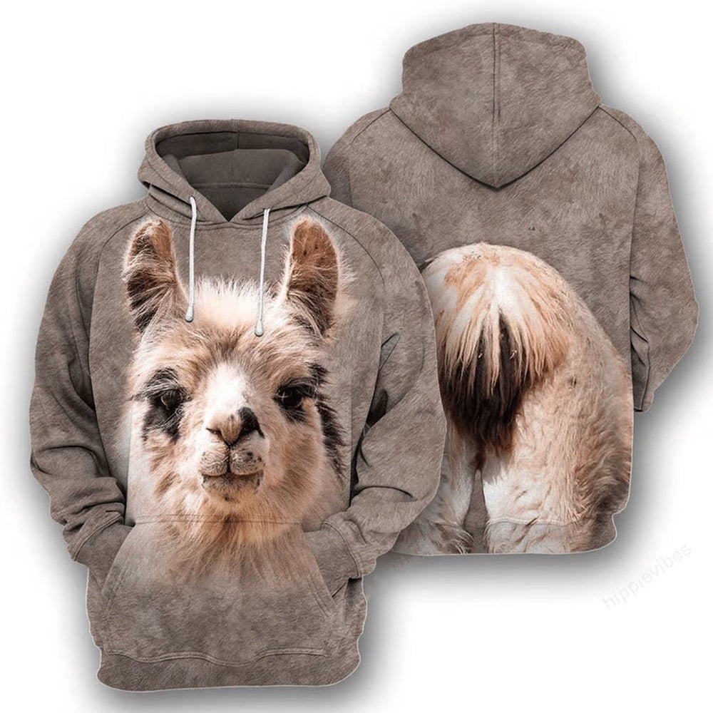 Llama All Over Printed Hoodie, Farmer Hoodie, Farm Themed Shirts, Farm Tee Shirts