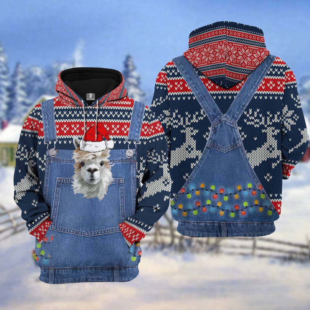 Llama Christmas Knitting Hoodie Pattern 3D, Farmer Hoodie, Farm Themed Shirts, Farm Tee Shirts
